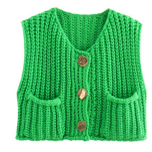 Women's Sleeveless Knit Vest with Pockets
