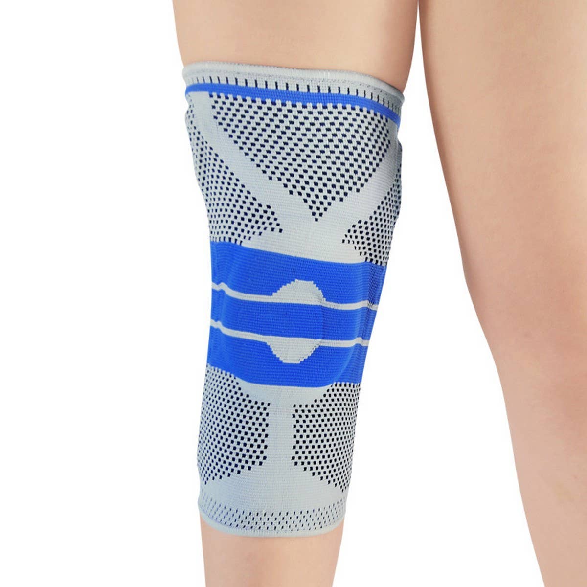 Gray Silicone Pad Knee Brace with Dual Springs