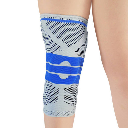 Gray Silicone Pad Knee Brace with Dual Springs