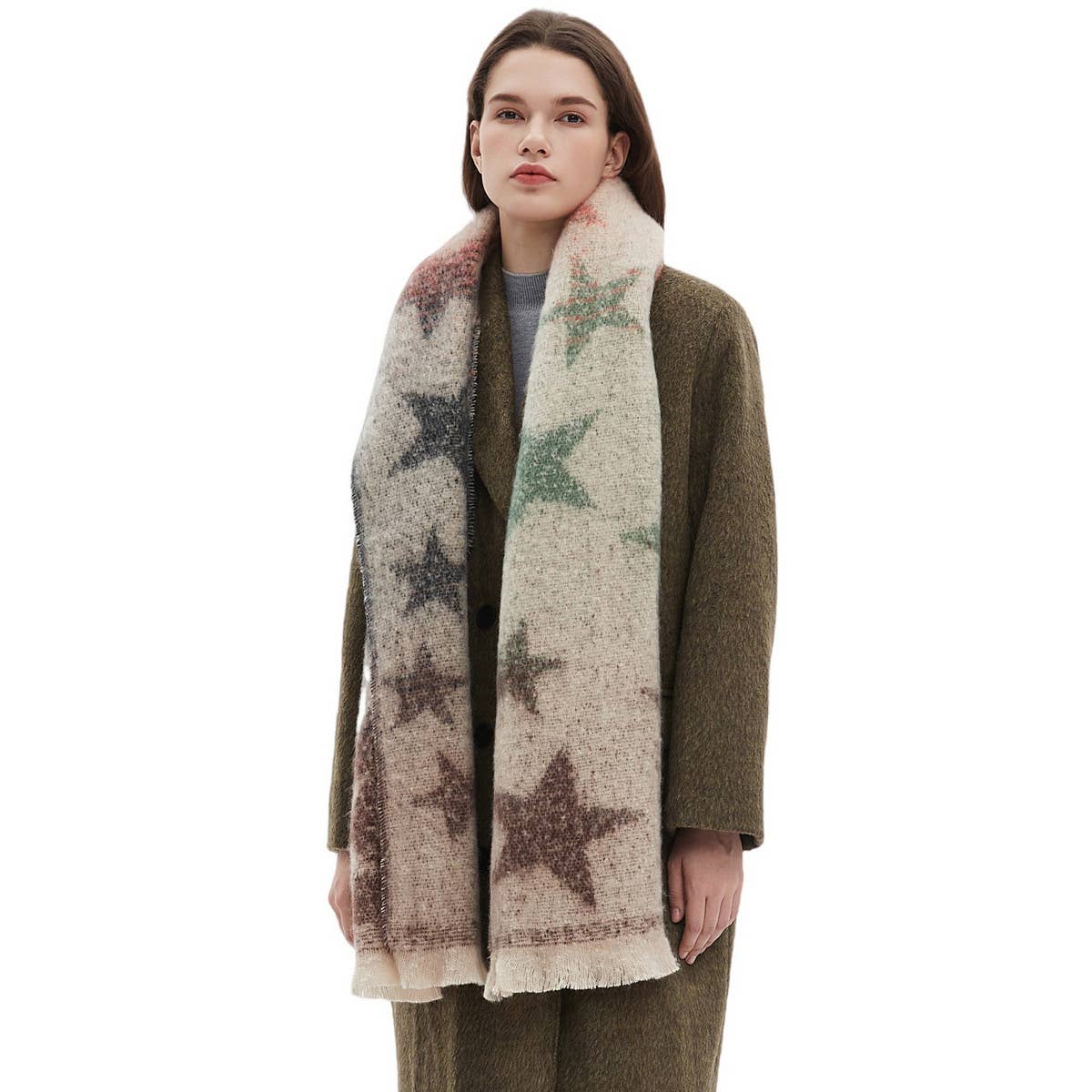 Star Gradient Scarf ??Jacquard Winter Wrap_CWASC0859