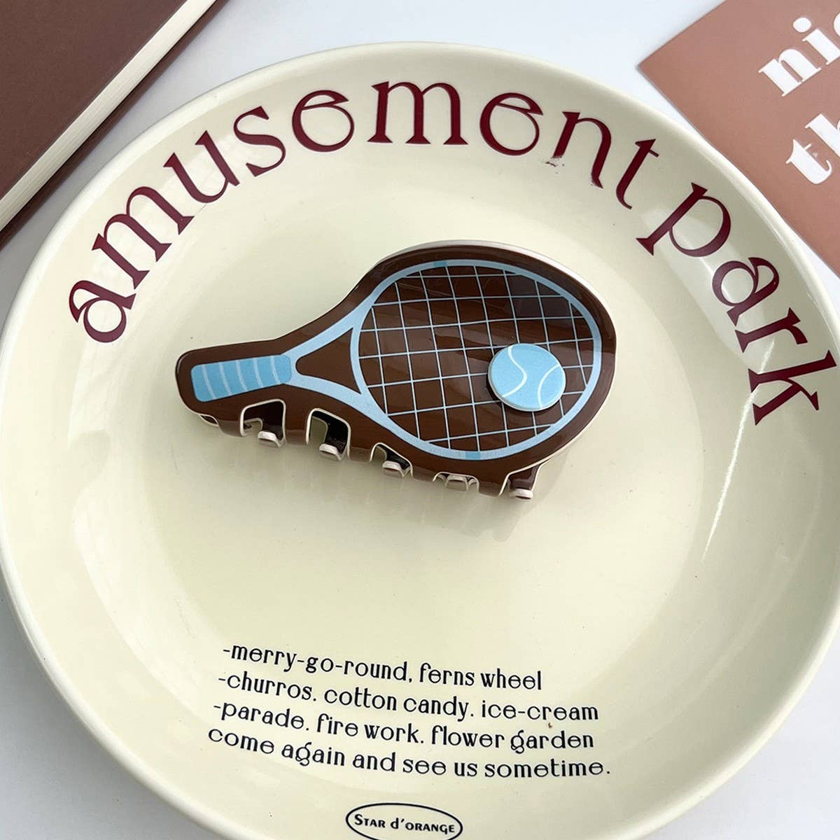 Tennis Racket Hair Claw, Creative Acetate Bun Clip