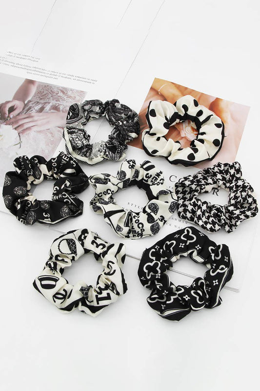 7PCS PEARL DECOR SOLID COLOR SCRUNCHIE_CWAHA0175
