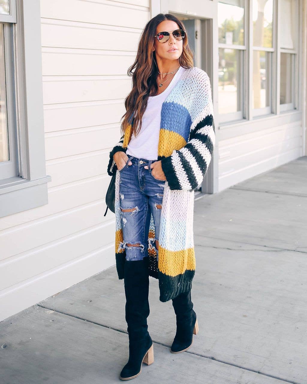 LONG KNIT SWEATER THICK CARDIGAN COAT