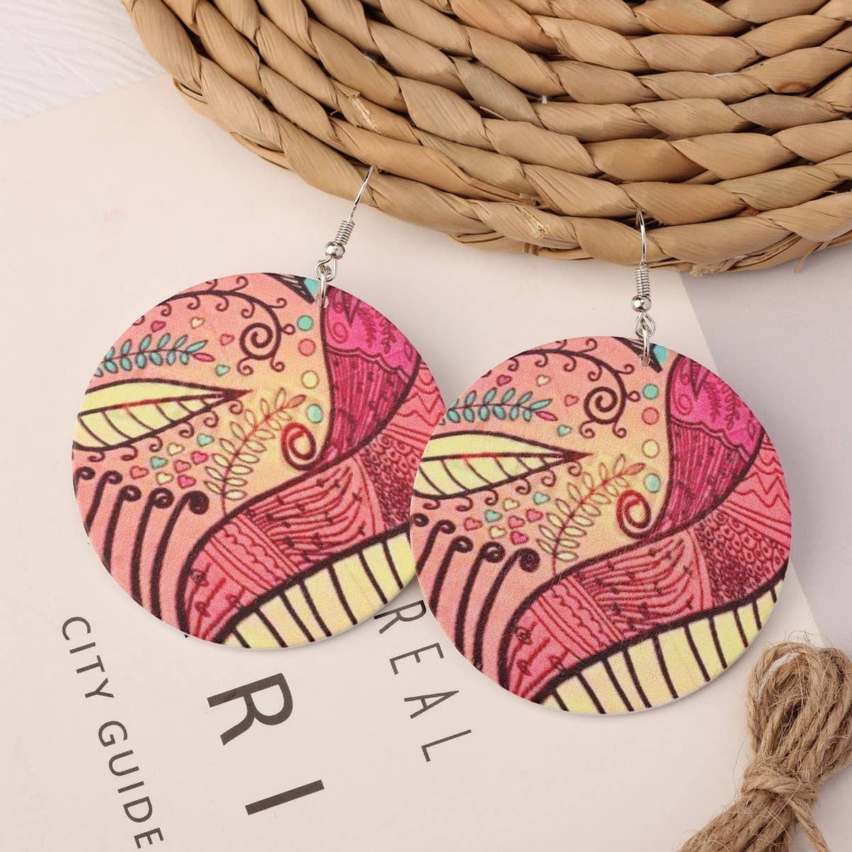 SWEET GIRL COLORFUL FLOWER ACRYLIC EARRINGS