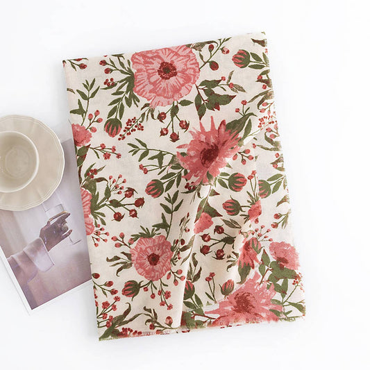 Floral Print Long Faux Cashmere Scarf, Warm Shawl