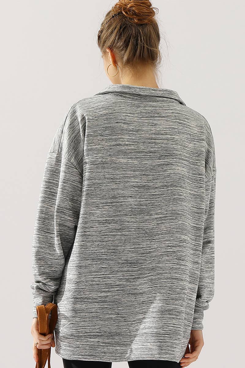 CWOHOL431_Zip Neck Lightweight Pullover Sweatshirt