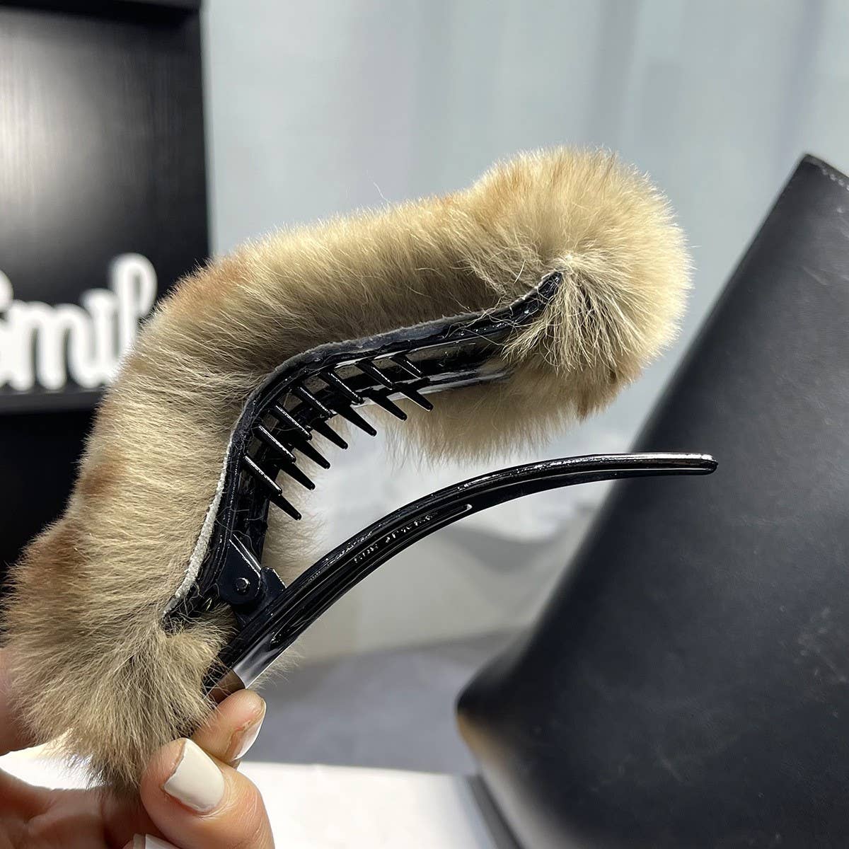 Fuzzy Bunny Fur Hair Claw, Large Lazy Style Clip