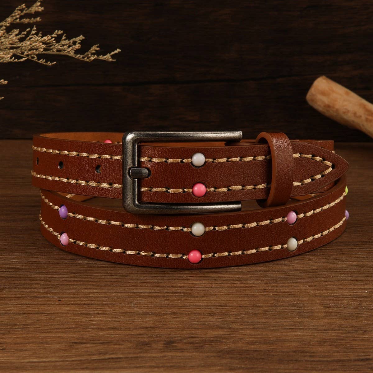 ETHNIC STYLE HANDMADE STRING COLORFUL BEAD BELT_CWMM3950