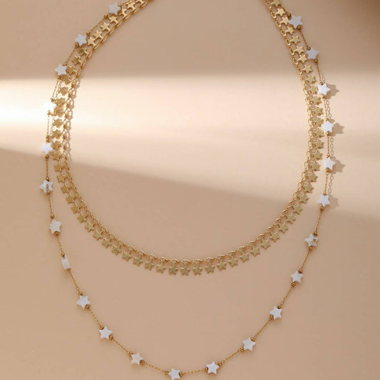 EXQUISITE CLAVICLE STAR SHELL PEARL NECKLACE_CWMM3587