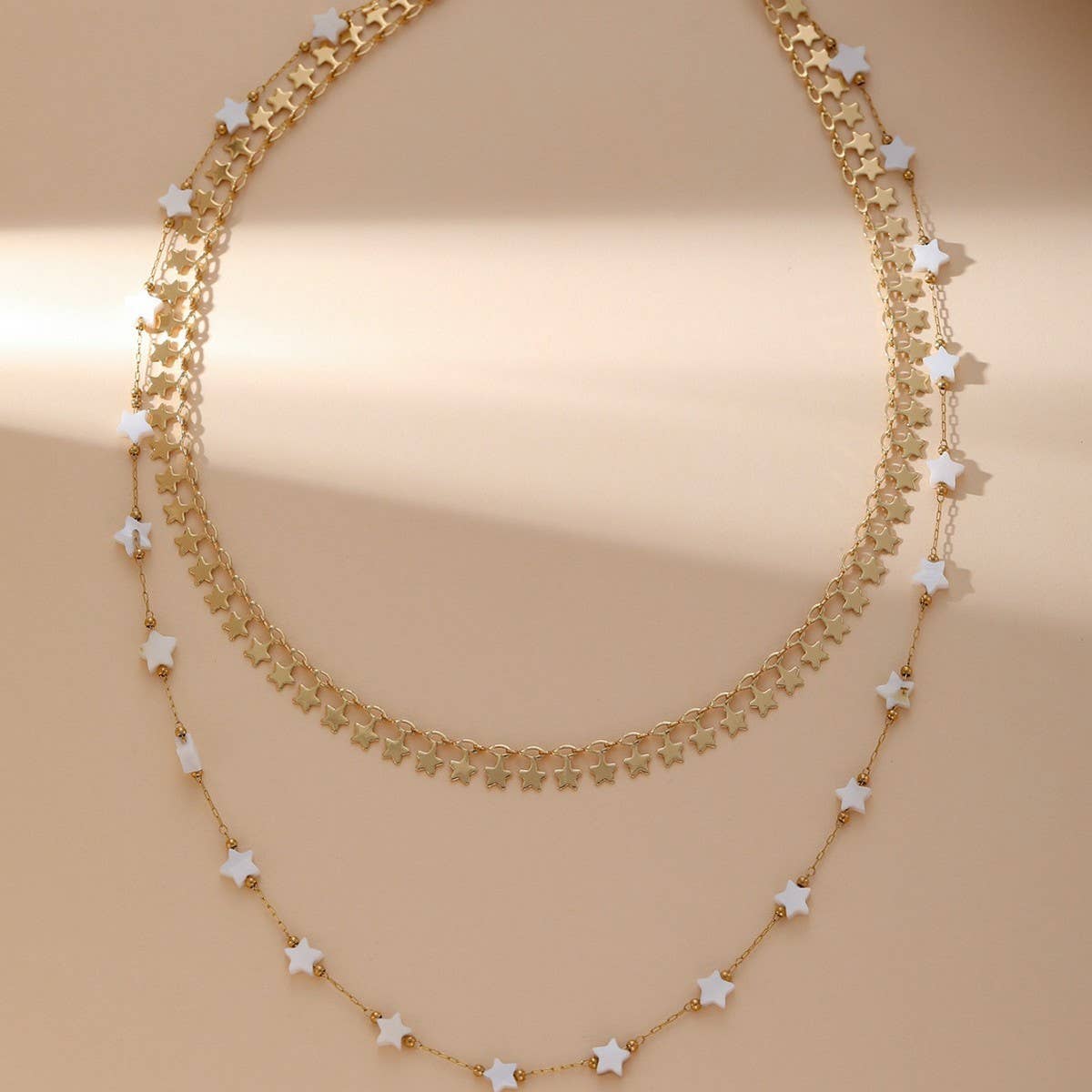 EXQUISITE CLAVICLE STAR SHELL PEARL NECKLACE_CWMM3587