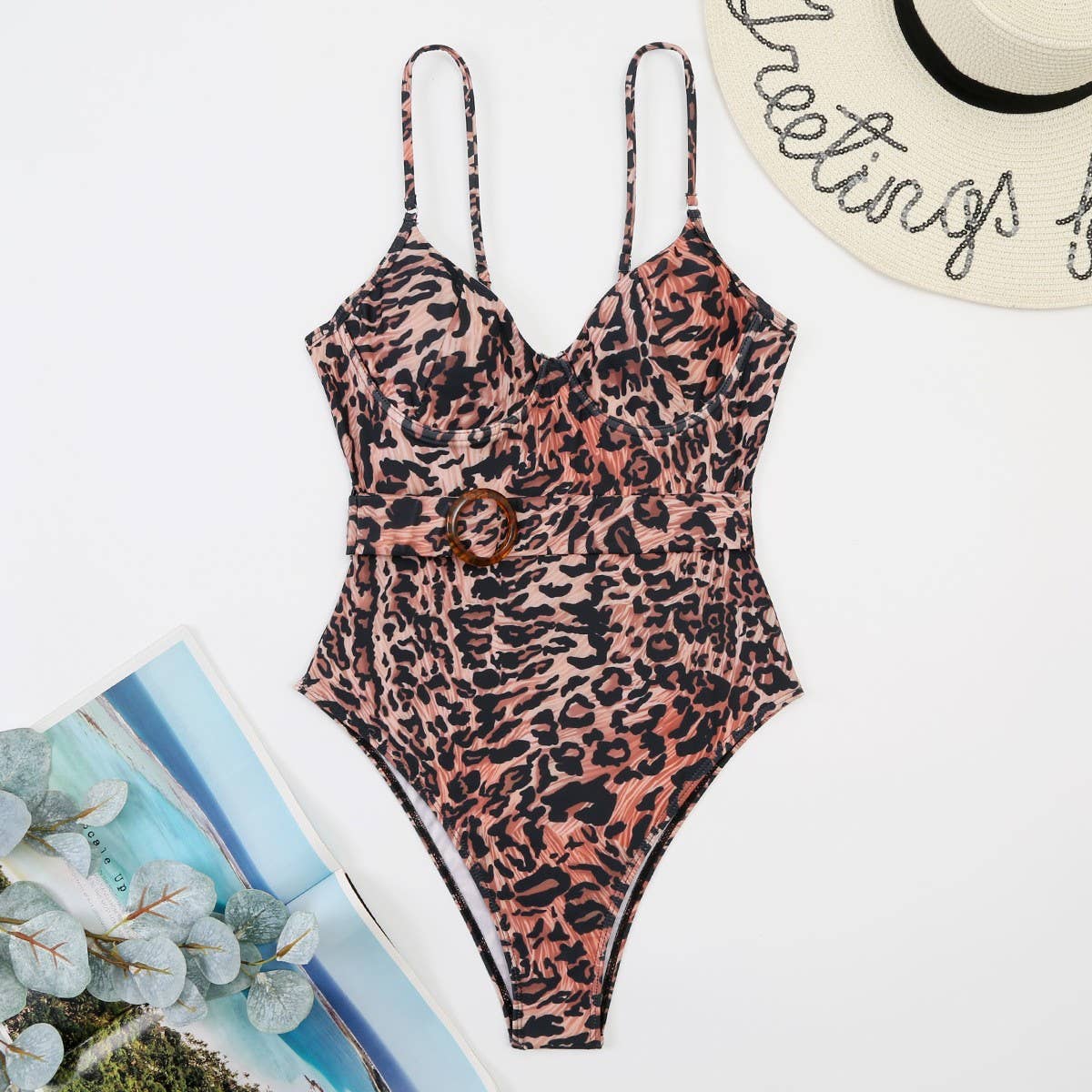 WOMEN'S LEOPARD PRINT ONE-PIECE SWIMSUIT