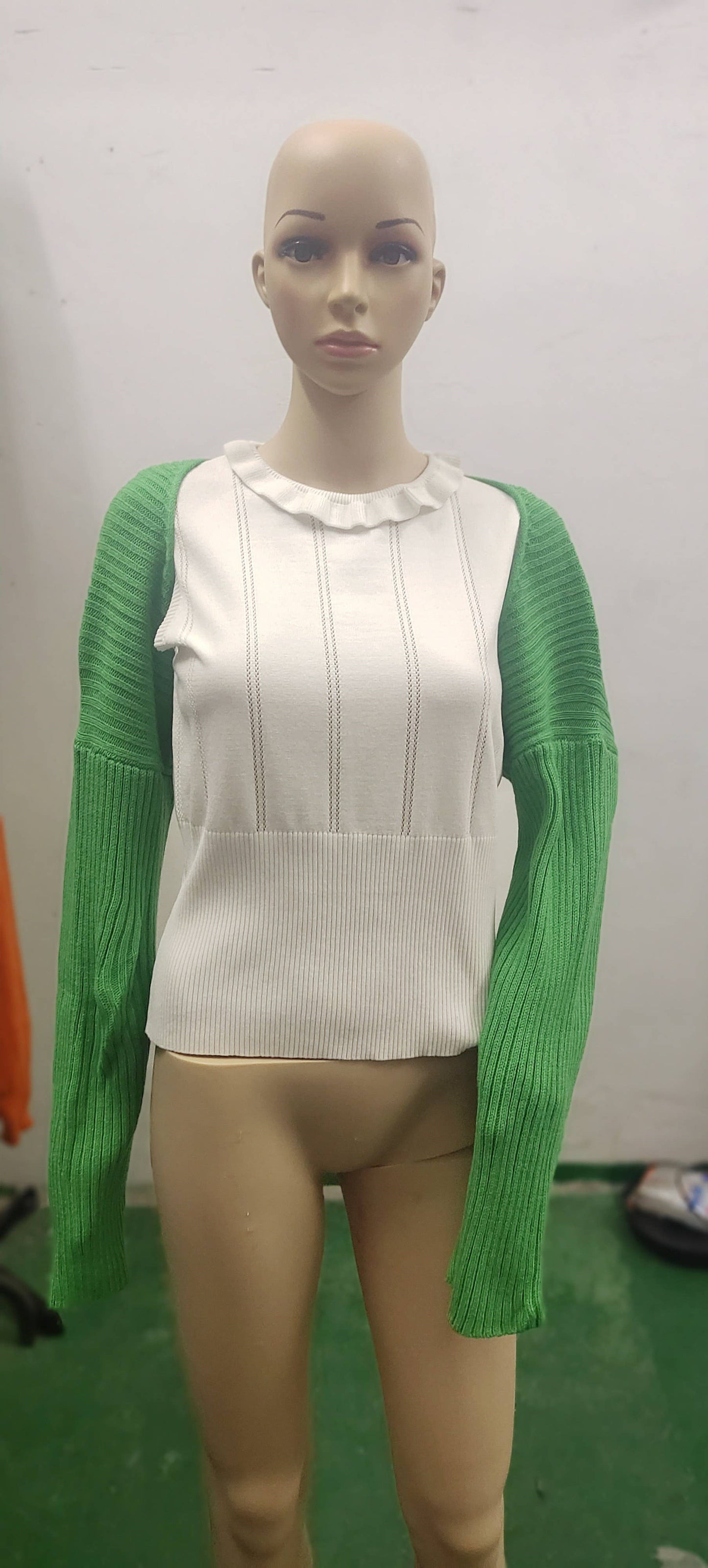 Solid color ultra short long sleeve sweater coat