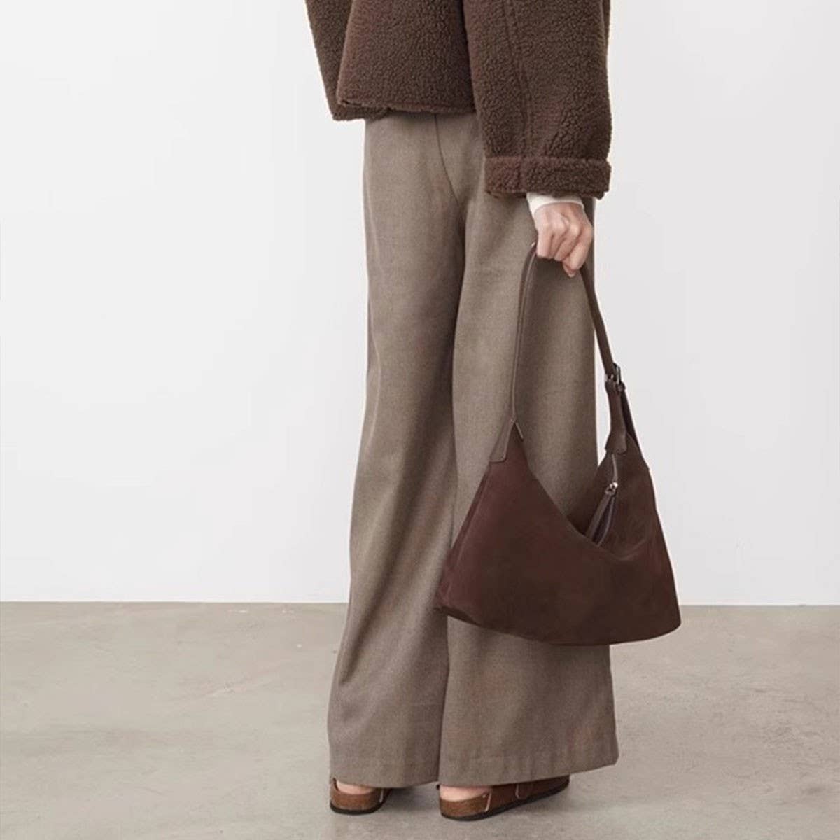 HANDBAG SUEDE FROSTED BAG VINTAGE SHOULDER BAG_CWAB4108