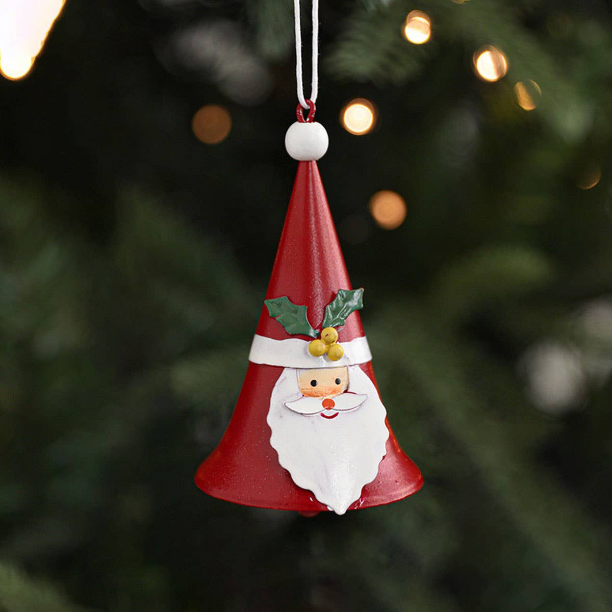 CWMM10371_CHRISTMAS SANTA IRON BELL PAINTED TREE ORNAMENTS