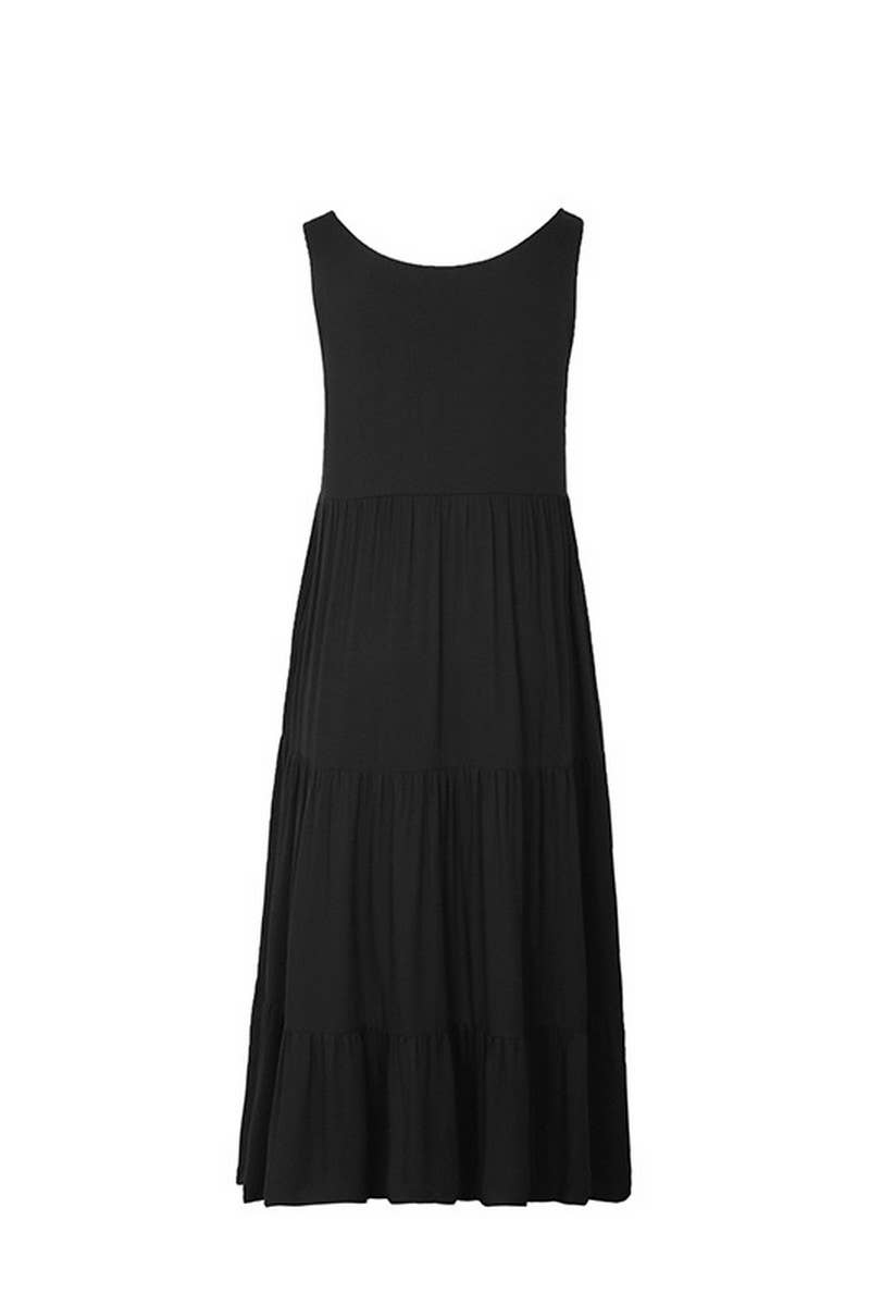 CWDMD4955_SUMMER BUTTON POCKET SLEEVELESS MIDI DRESS