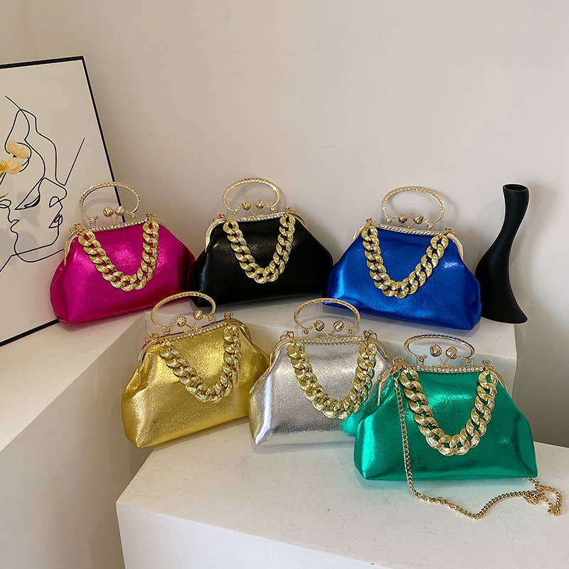 Fashionable candy-colored thick chain handbag