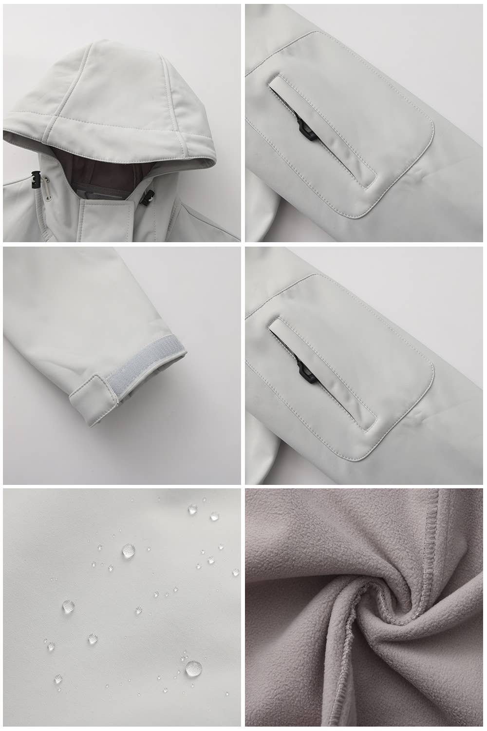 Hooded multi-pocket fleece down jacket