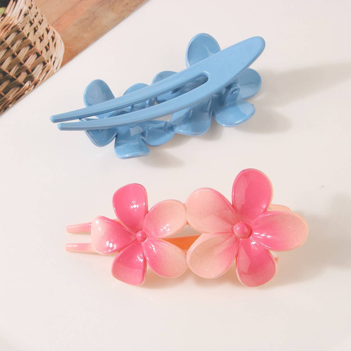 Gradient Flower Hair Clip ?Duckbill Updo Accessory