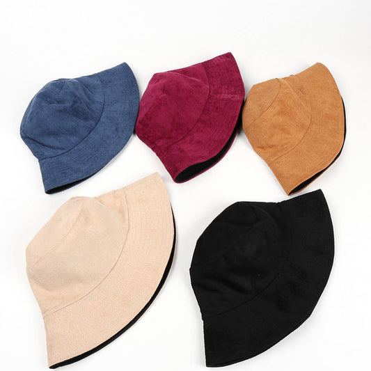 CWAH1524_SUEDE SOLID COLOR REVERSIBLE BUCKET HAT