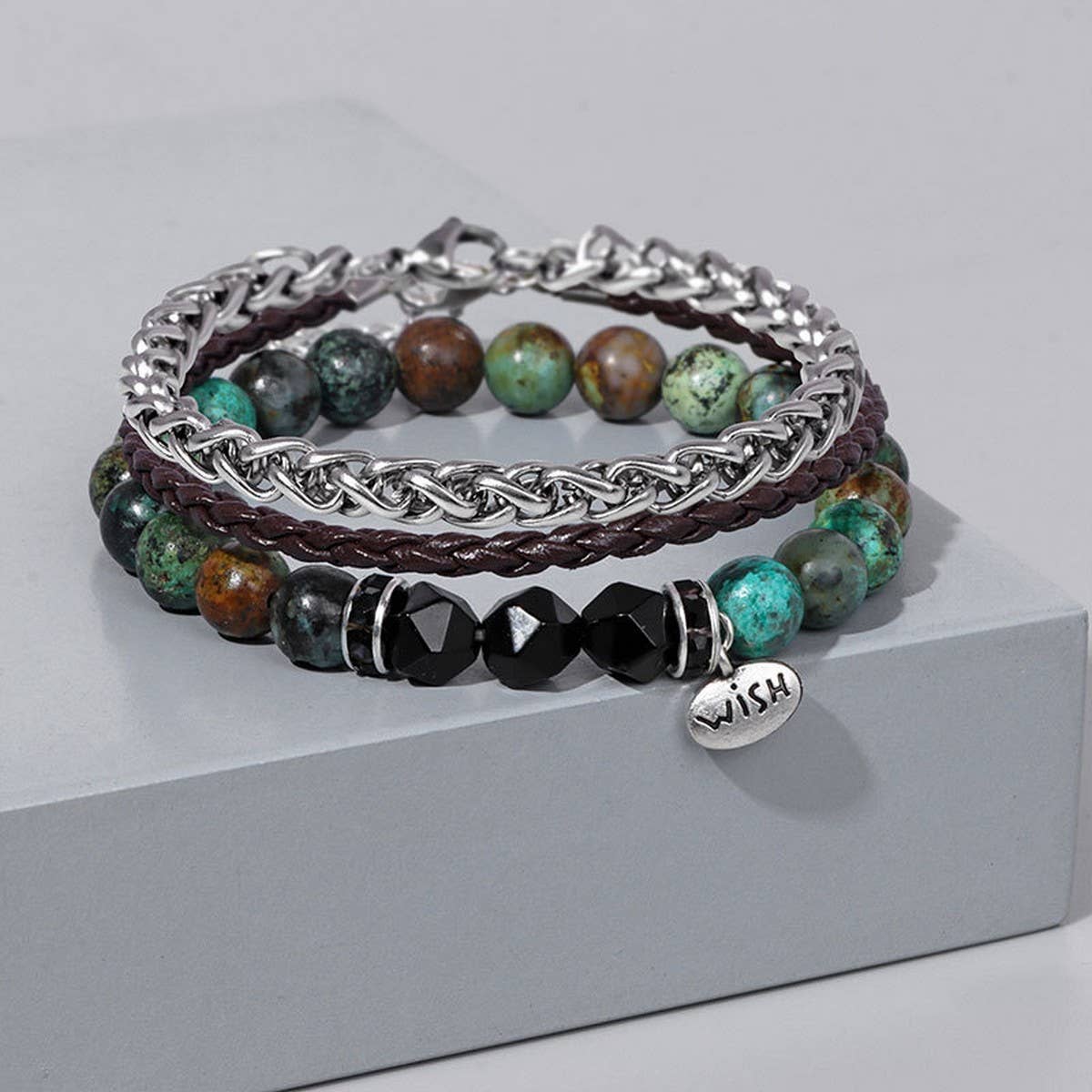 CWAJE4224_NATURAL STONE BEADS ALLOY THREE-PIECE BRACELET