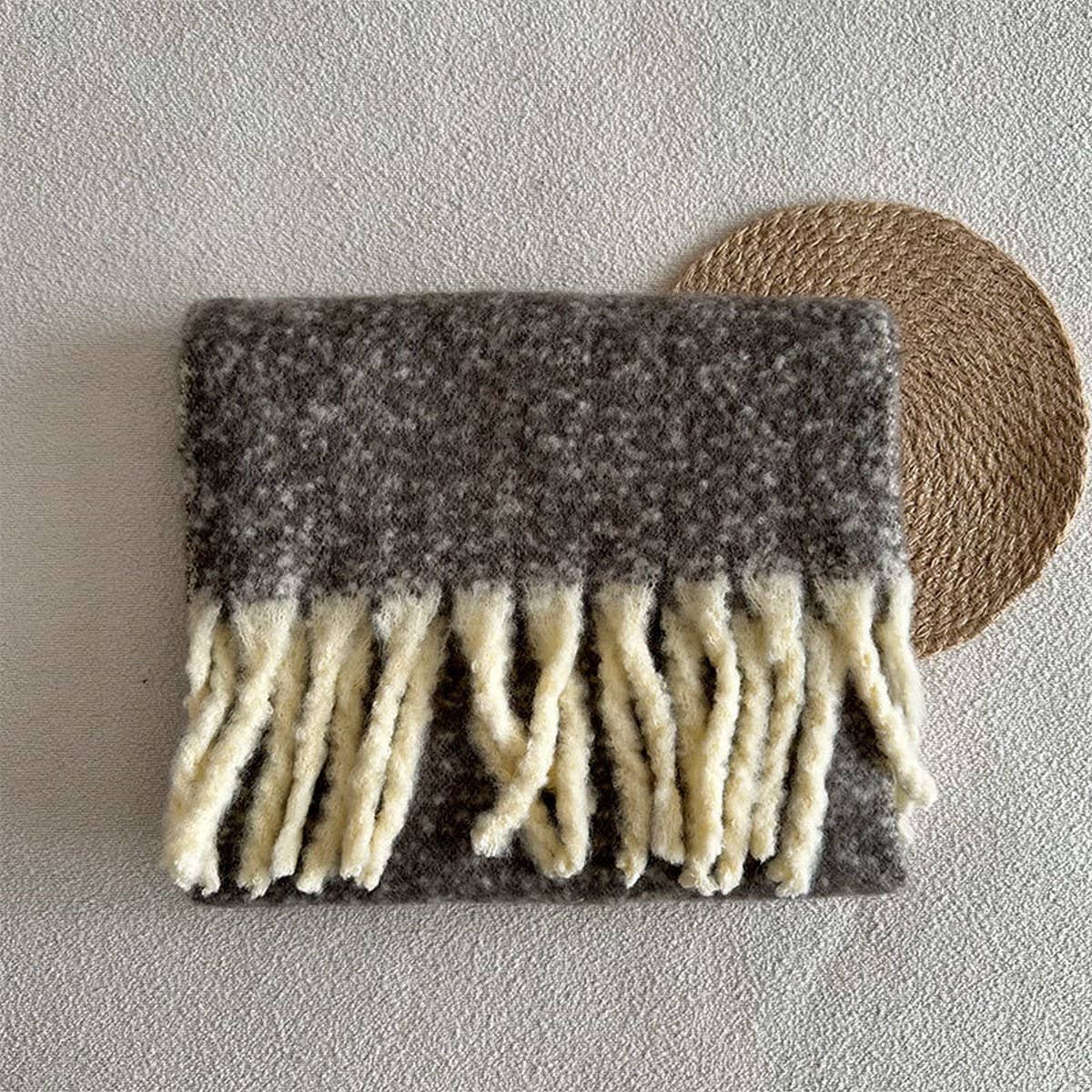 Soft Merino Wool Solid Scarf ??White Winter Wrap_CWASC2294