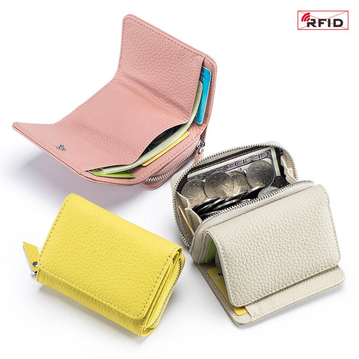 SMALL TRIFOLD MINI LEATHER LARGE CAPACITY WALLET_CWAB3787