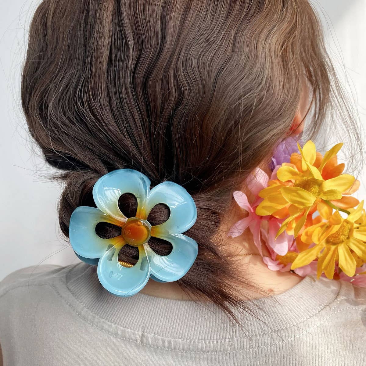 Colorful Plumeria Hair Claw - Sweet Floral Clip_CWAHA1010