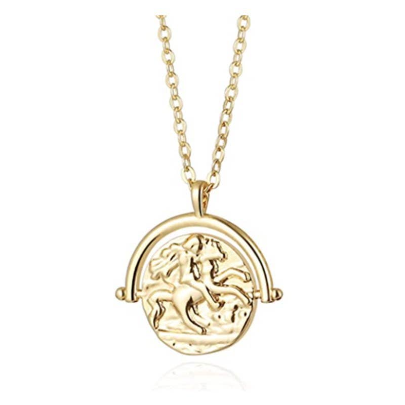 Gold Medal Moon and Star Pendant necklace