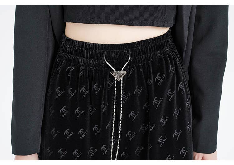 High waist plus velvet thick drapery pants