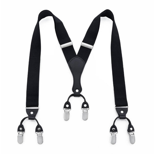 3.5CM BLACK SOLID COLOR SUSPENDER CLIP_CWMM1102