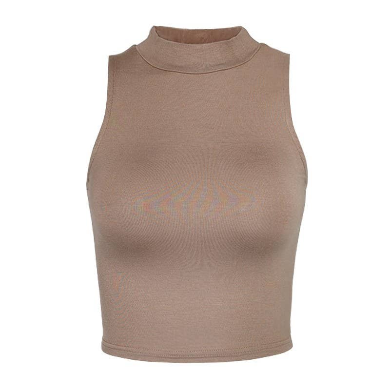SHORT SLIM-FIT MIDRIFF HALF-NECK VEST