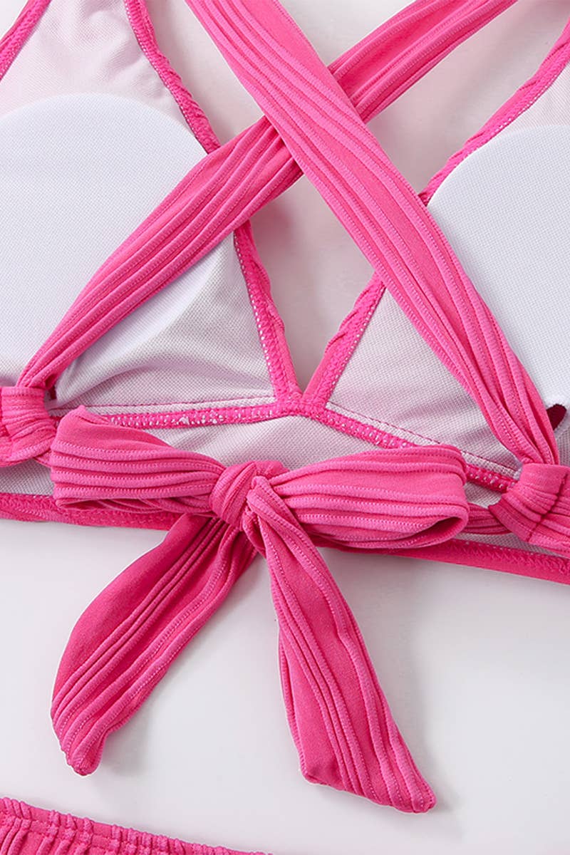 CWMW0813_WOMEN'S SPLIT JACQUARD SOLID COLOR SWIMSUIT