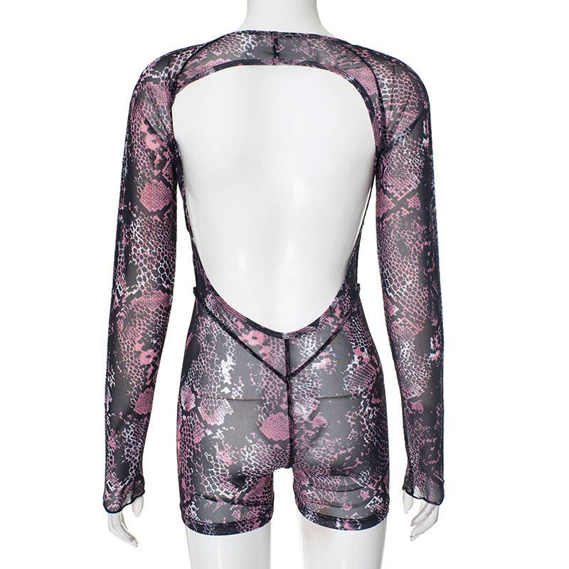 Mesh Backless High Waist Jumpsuit