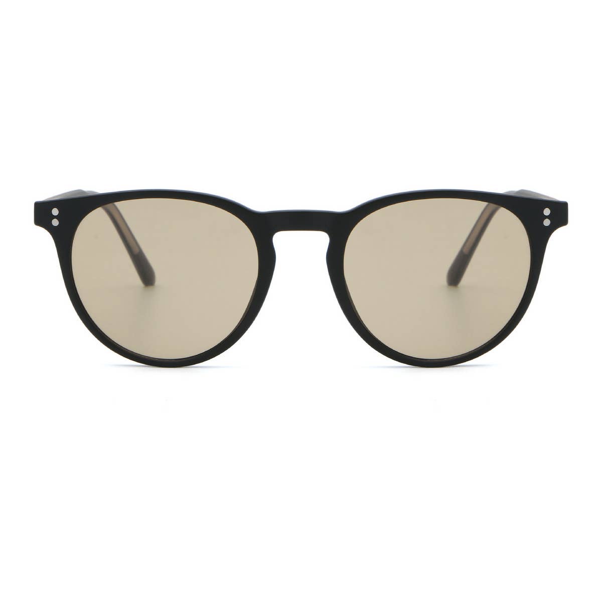 FASHIONABLE FAUX ACETATE ROUND FRAME SUNGLASSES
