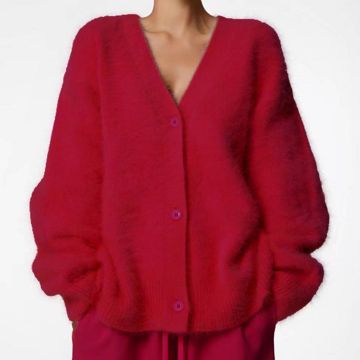 Women's Cozy Faux Mink Cardigan Sweater