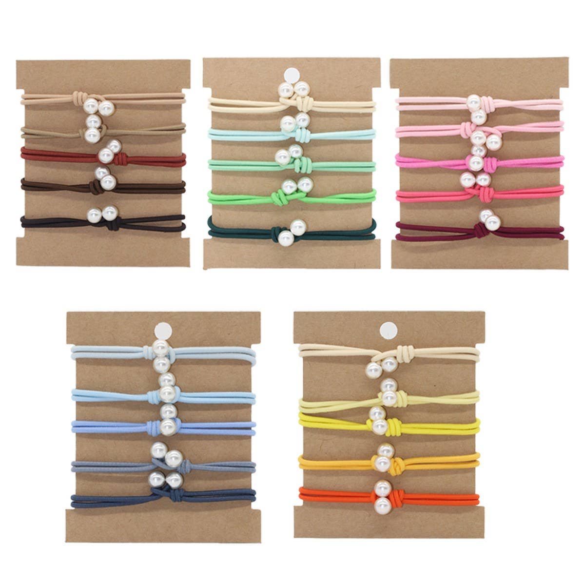 THREAD KNOT 5 CARD SET SIMPLE HAIR SCRUNCHIES