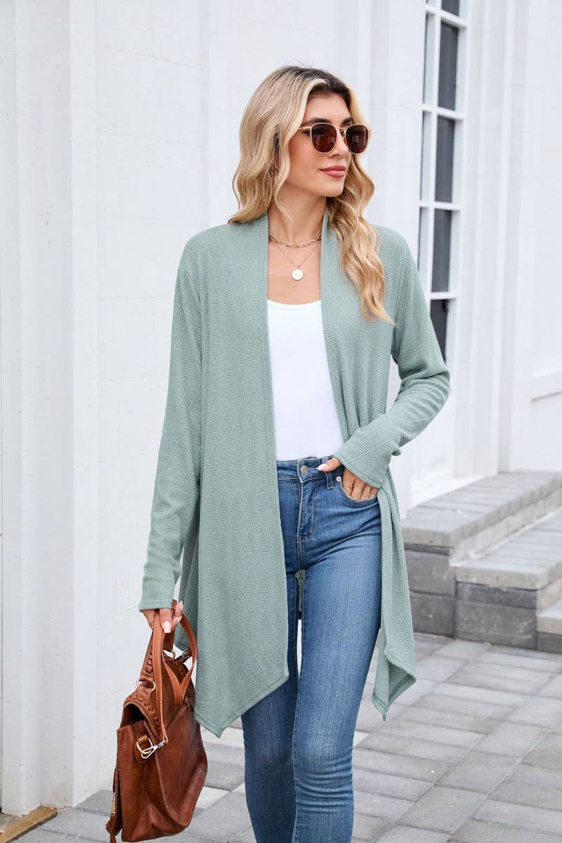 CWOCAL00859_CASUAL KNIT OPEN FRONT LONGLINE CARDIGAN