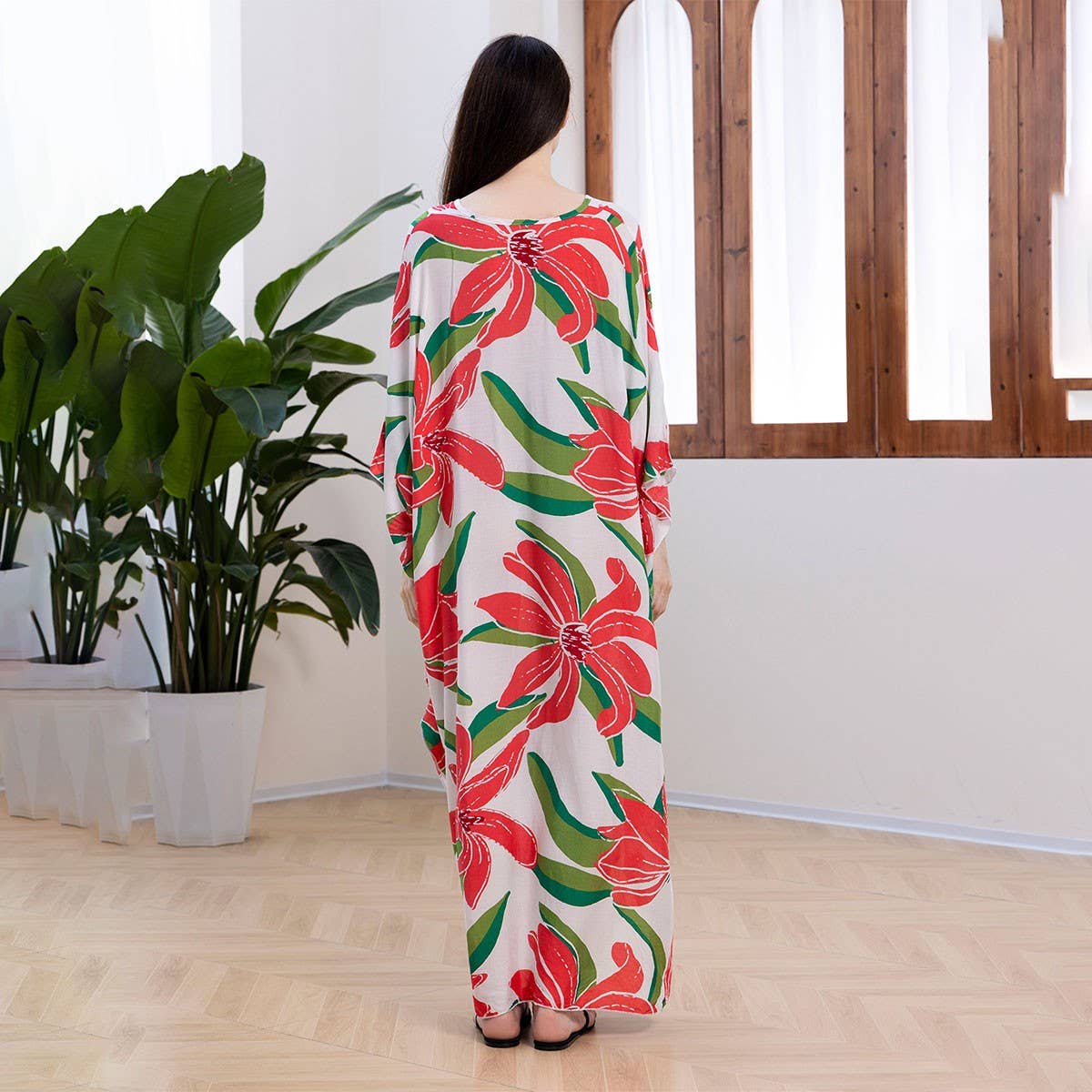 Handwoven Rayon Beach Cover-Up Maxi Caftan