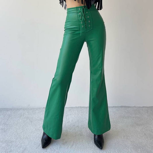 FIT HOTTIE FLARES WITH HIGH-WAISTED LEATHER PANTS