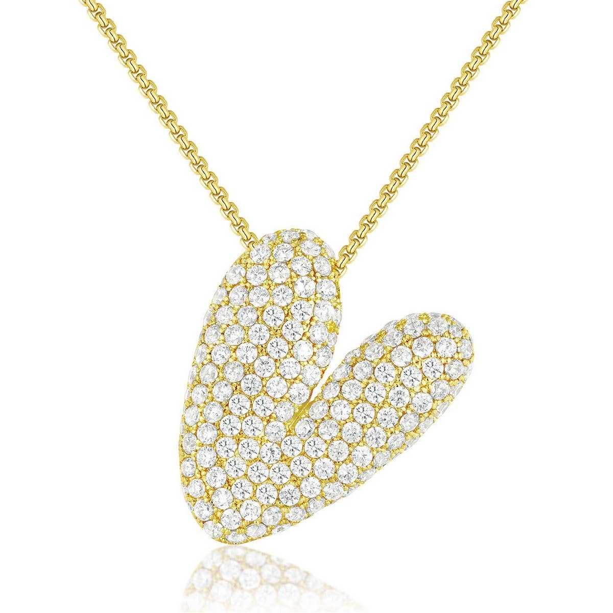 Fashionable Pendant Necklace - Zirconia Letters