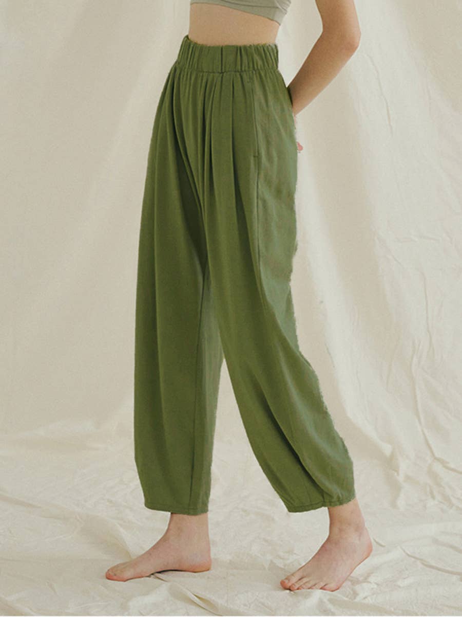 STRETCH ELASTIC HIGH WAIST CASUAL STRAIGHT PANTS