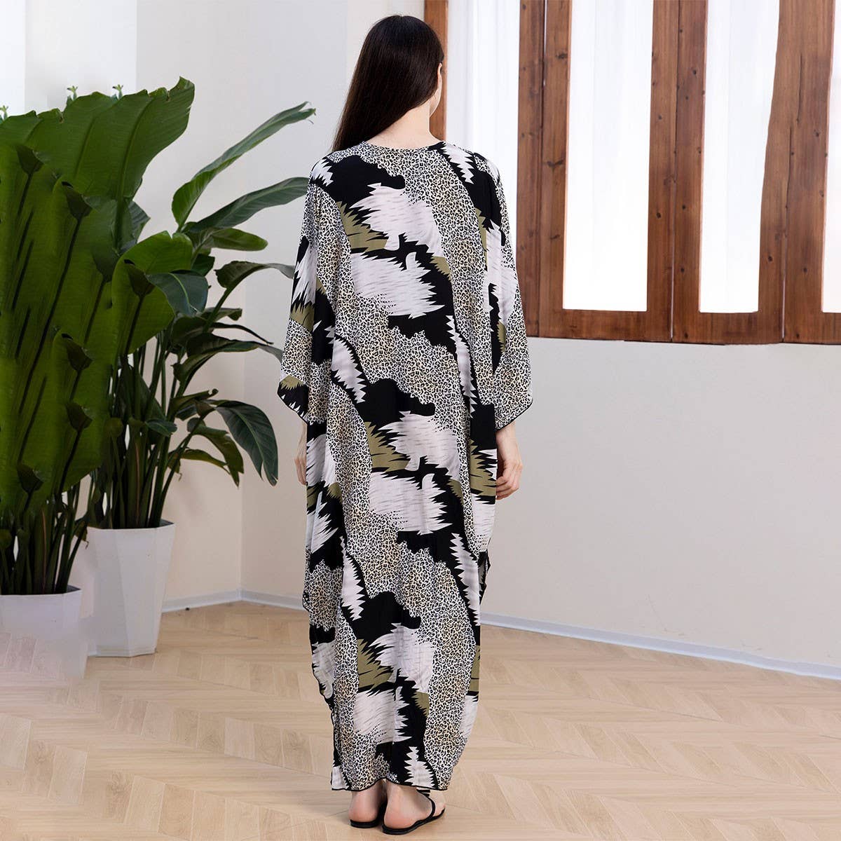 Woven Front Rayon Beach Cover-Up Dress_CWMM6212