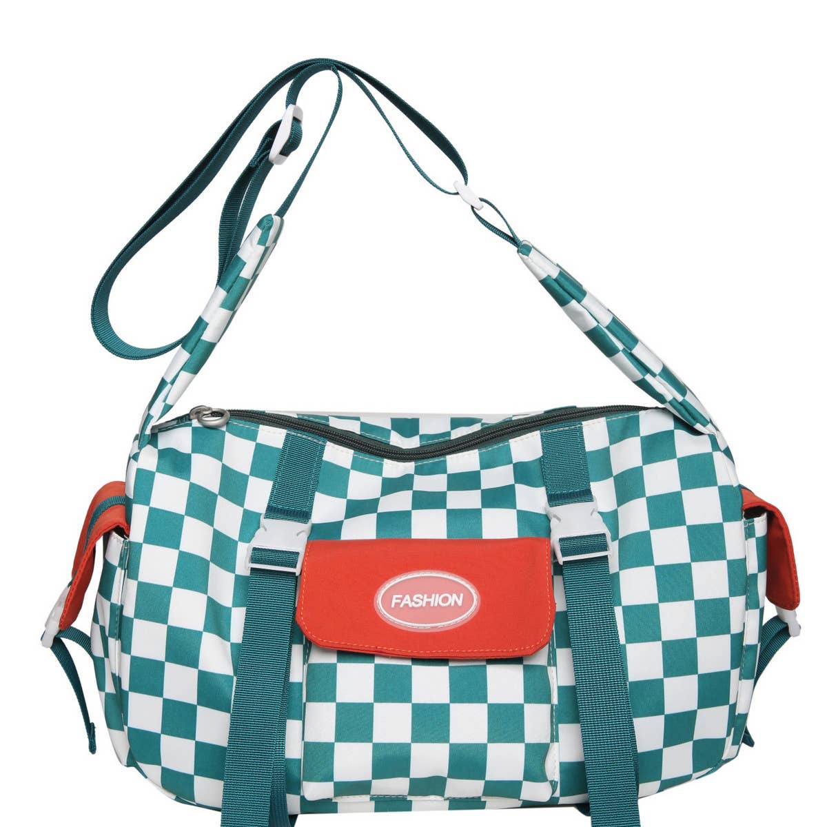 PLAID LARGE CAPACITY SHOULDER CANVAS BAG_CWAB1600