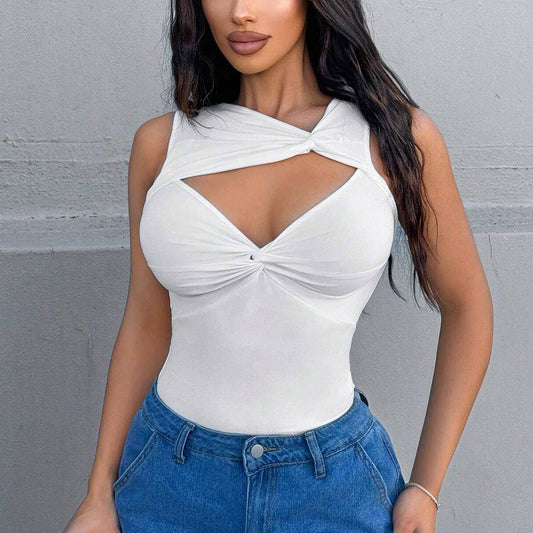 IRREGULAR HALTER VEST SLIM-FIT SLEEVELESS TOP