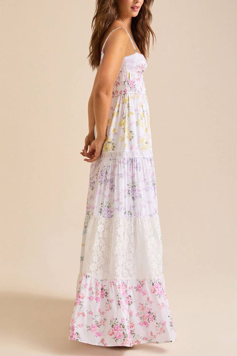 CWDMD5954_LACE PATCHWORK RUCHED CAMI MAXI DRESS