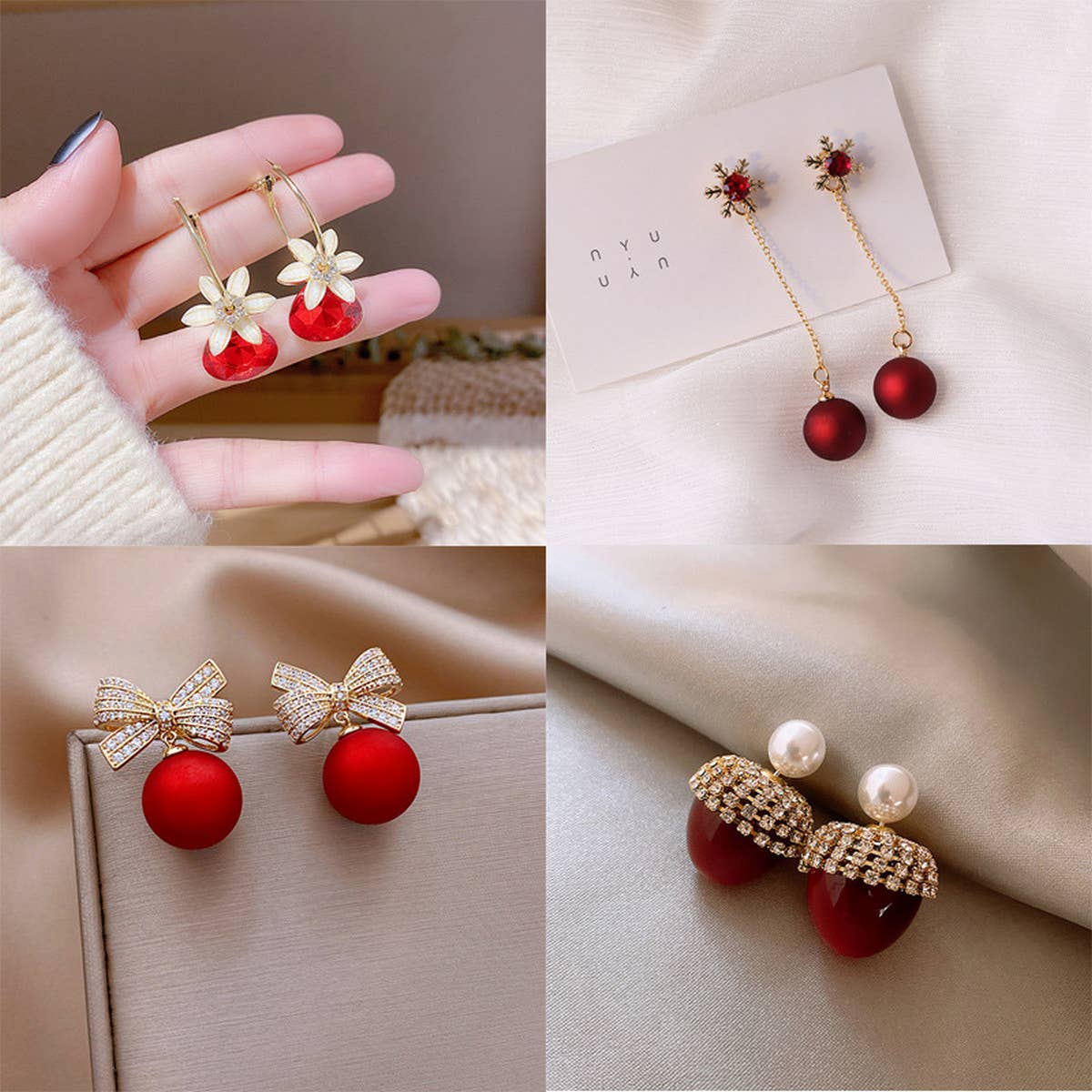CHRISTMAS BOW RED SERIES EARRINGS