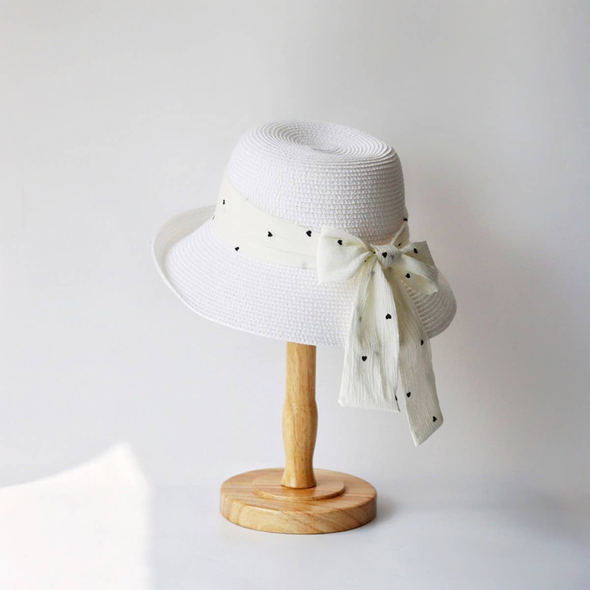 Summer women's polka dot bow straw hat_CWAH3504