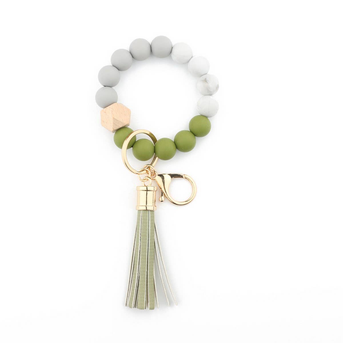 Silicone Bead Bracelet with Beech Wood Keychain_CWAB5011