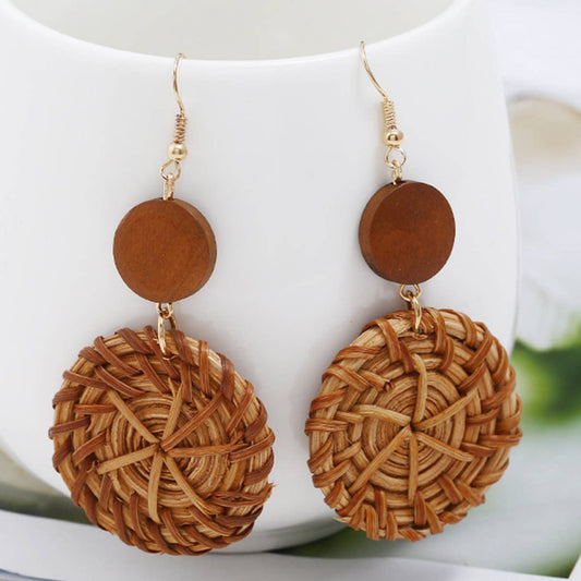 BRAIDED ROUND DROP EARRINGS_CWAJE0443