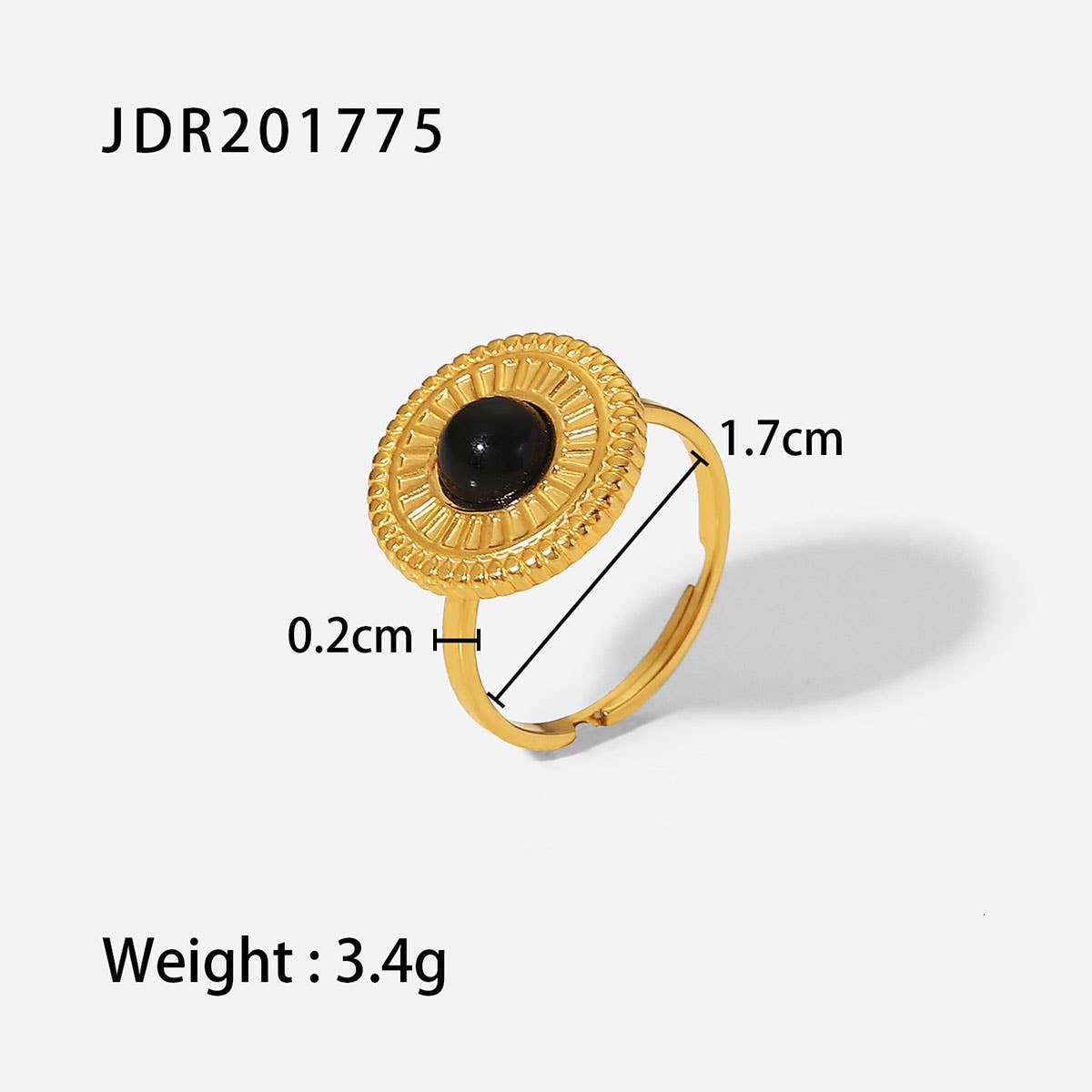 GOLD STAINLESS STEEL INLAID NATURAL STONE RINGS